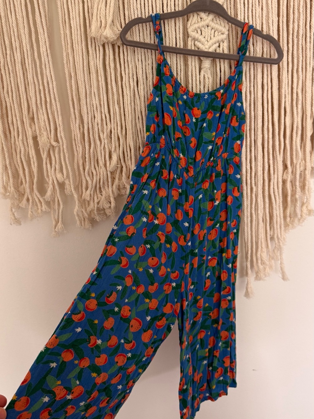 Bobo Choses Blue Jumpsuit with Orange Fruit Print